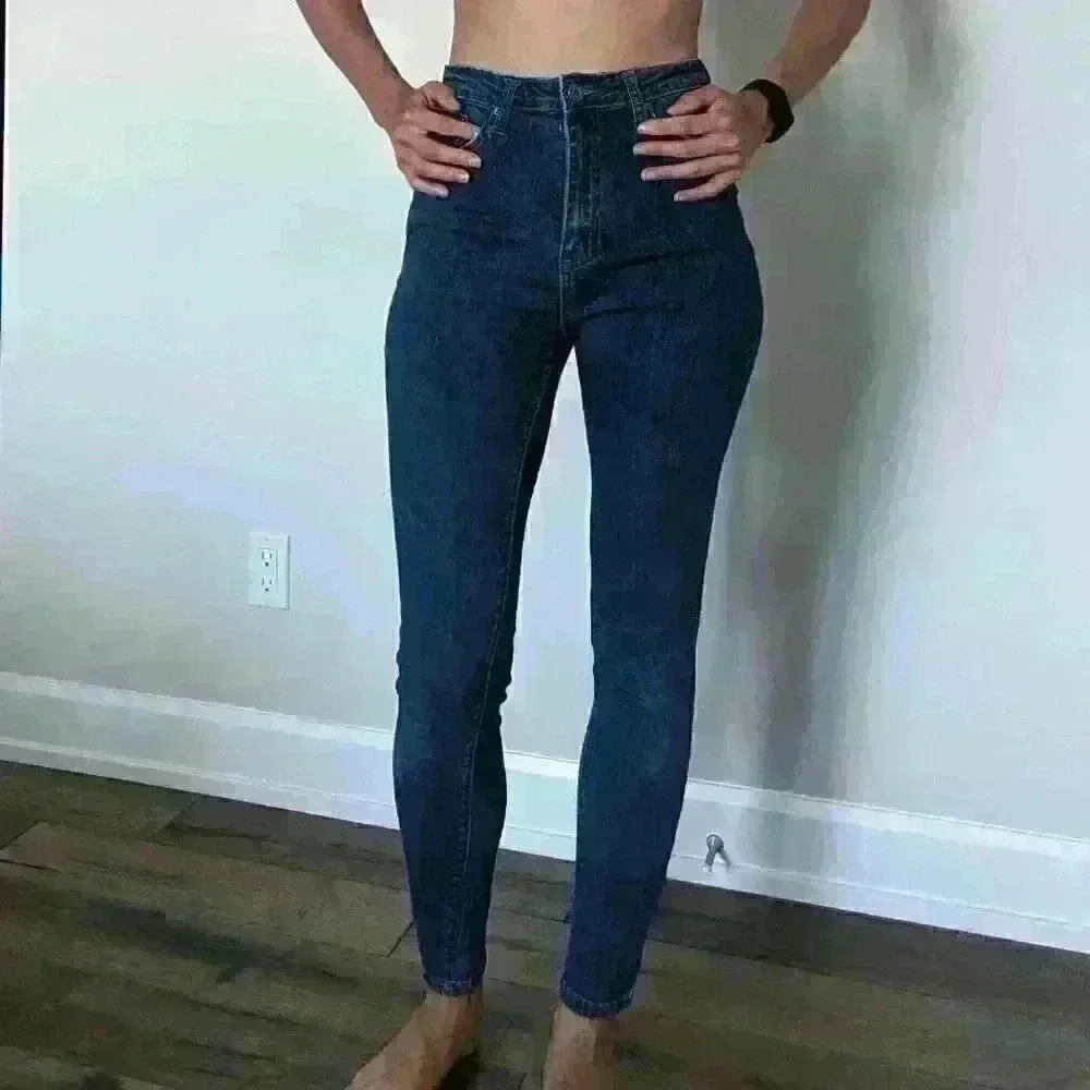 Shein, Skinny Jeans, high-waisted, dark  blue, size Medium